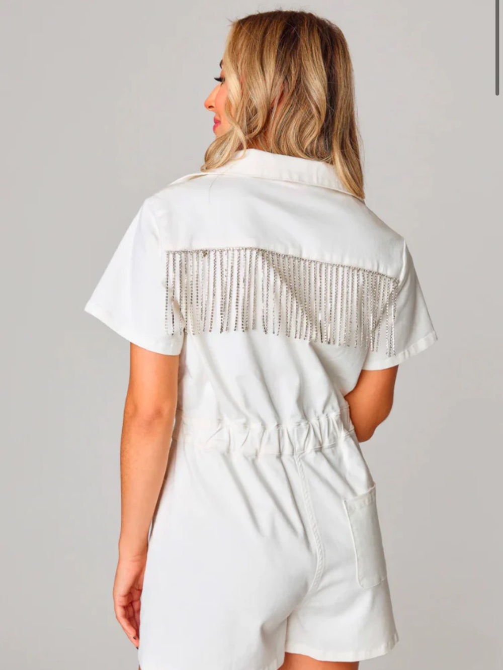 Buddy Love Cream Short Sleeve Utility Romper